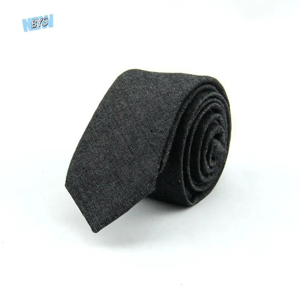 

Simple Solid Color Jean Fabric Tie Narrow Adjustable Denim Men Necktie Soft Hand Tied Retro Cravat Suit Accessories