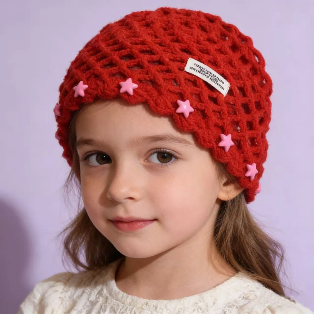 NEW Design Handmade Crochet Hat For Kids Girls Conch Pearl Decoration Beanies Baby Bonnet Knit Panama Beach Cap 1-6 Y
