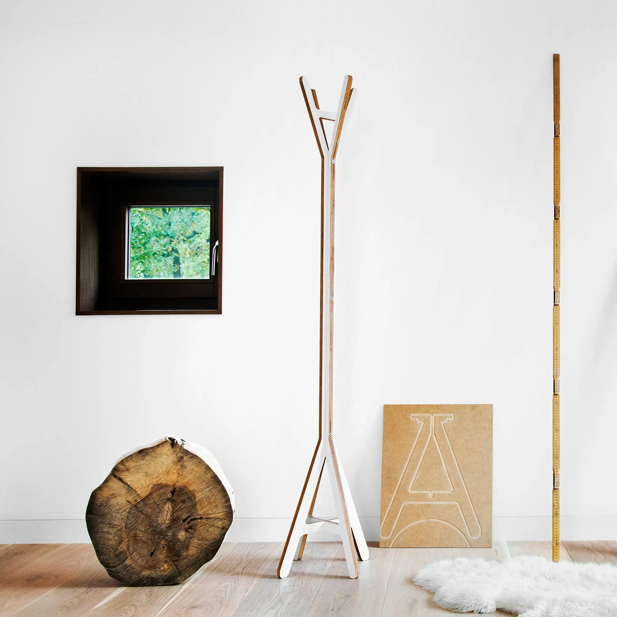 &c Living Room Furniture Cloth Hanger Rack Quality Tree Shaped Wooden Diy Free Standing Coat Rack