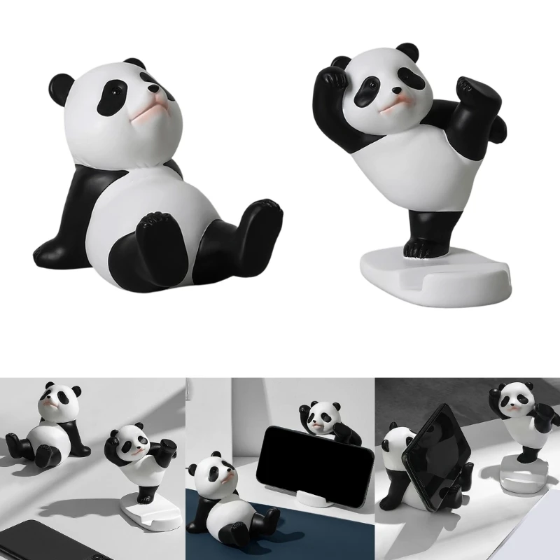 

Panda Shaped Mobile Phone Holder Tablet Stand Resin Decoration For Desk Shelf Bedroom Kitchen Decors