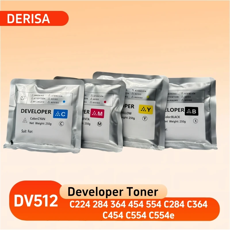 Poudre de développeur DV512 C224 C284 compatible pour Konica Minolta C224 284 364 454 554 C284 C364 C454 C554 C554e, 250g