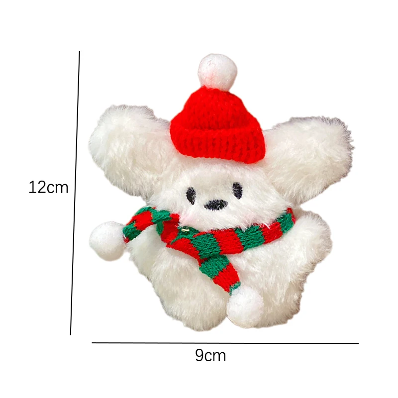Cute Cartoon Christmas Plush Cat Rabbit Keychain Kawaii Soft Stuffed Doll Toys Car Key Ring Backpack Pendant Decoration Gifts