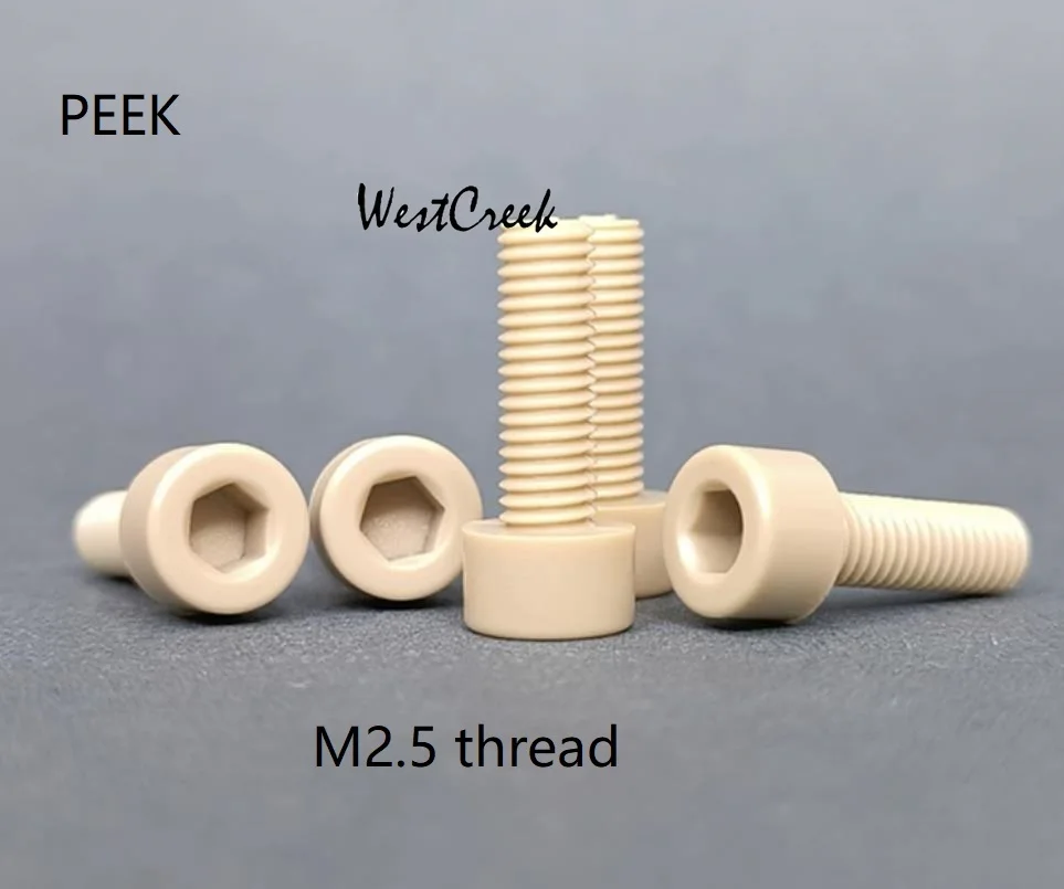 

WESTCREEK 30pcs/lot M2.5 th PEEK socket head cap screw Hex Scoket Victrex PEEK Hexagonal polyether-ether-ketone Cap Socket bolt