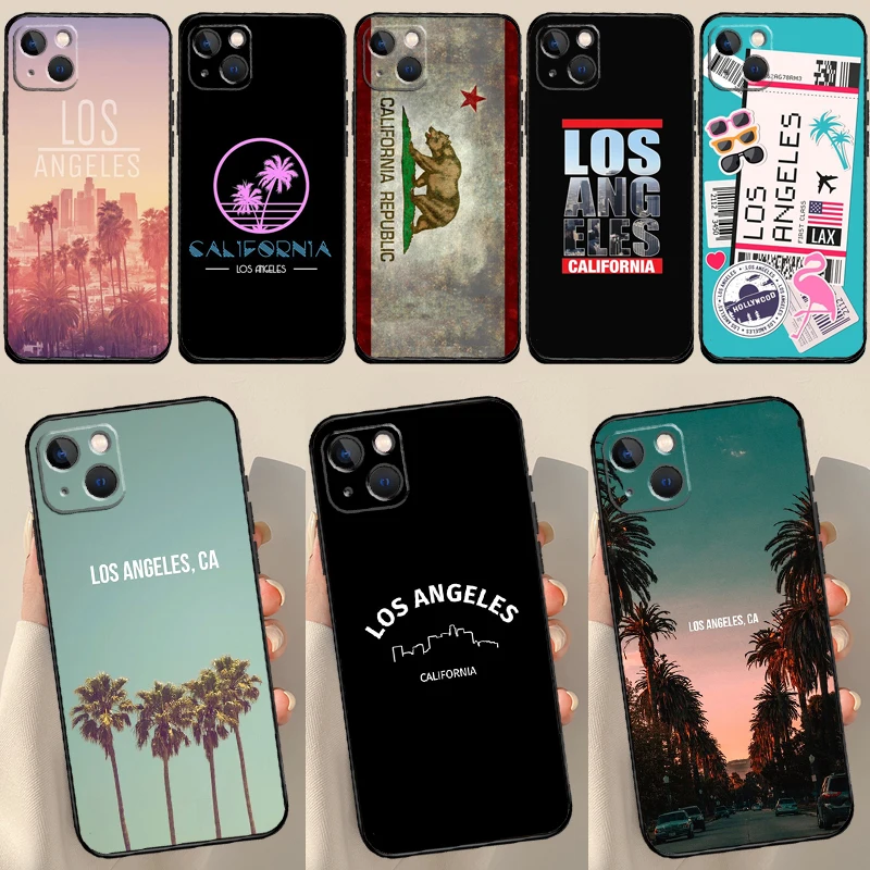 Los Angeles California Case For iPhone 16 X XR XS Max 12 13 Mini Plus 11 12 13 14 15 Pro Max Back Cover