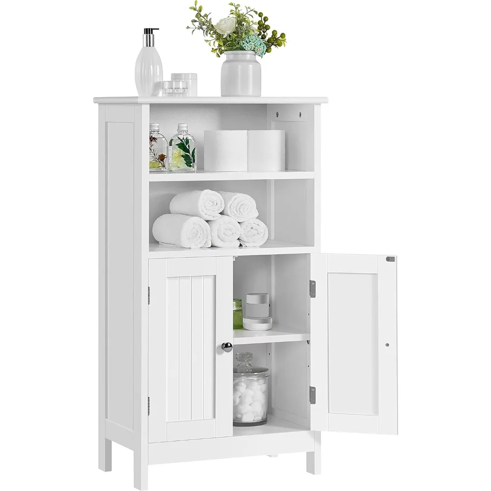 

Bathroom Floor Cabinet, Free Standing Cabinet with Double Door and Adjustable Shelf, Side Tall Storage Organizer for Living Room