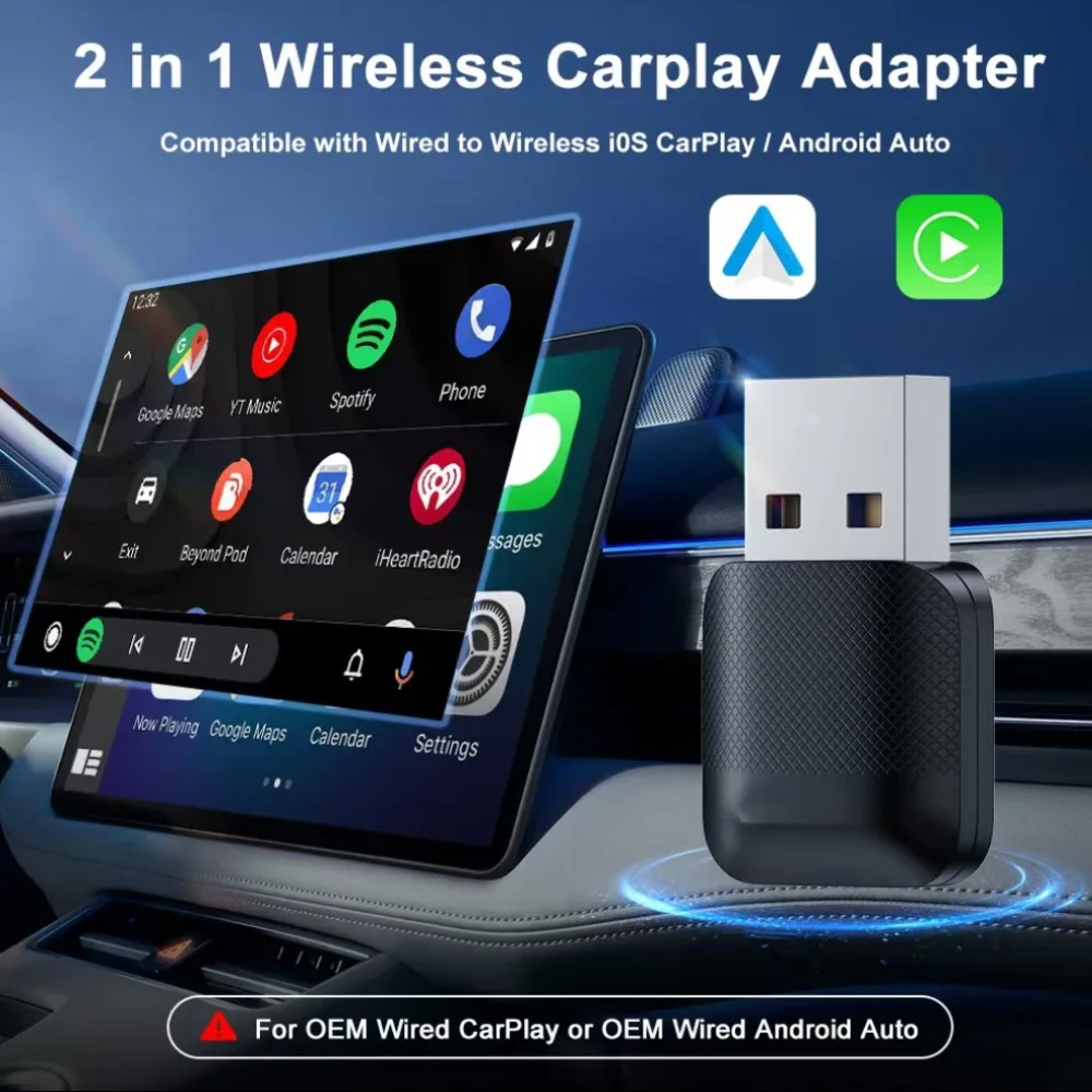 Ultra Mini Bezprzewodowy Adapter CarPlay Typu C Nowy Bezprzewodowy Dongle USB Android Auto Wifi Bluetooth Wifi Dla iPhone'a Plug and Play
