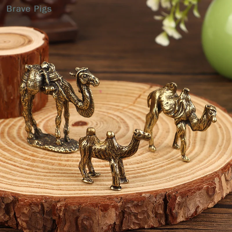 1Pc Creative Copper Plated Camel Ornaments Camel Statue Desktop Tea Pet Crafts Gifts For Office Bedroom Dining Room Decoration