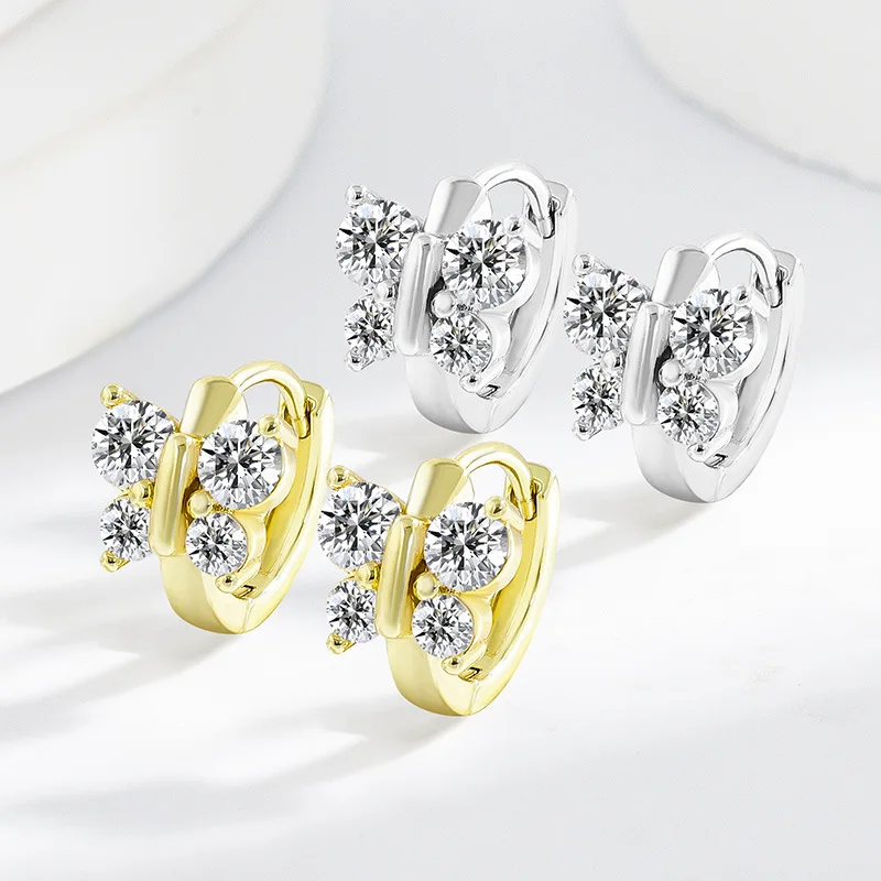 Korean-style 925 sterling silver coating, paired with 18K gold butterfly earrings. Designed specifically for women, it is elegan