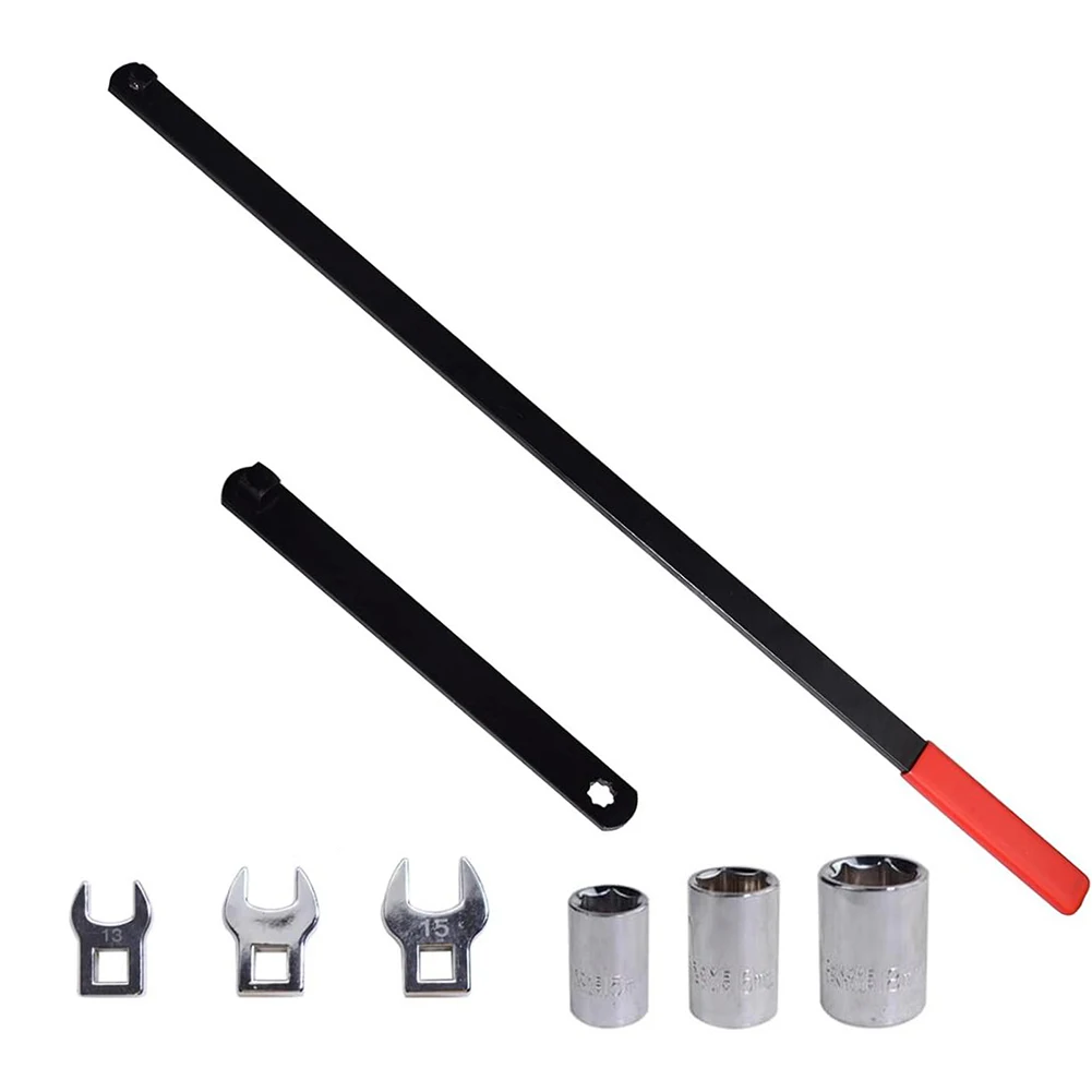 

38inch Serpentine Belt Adjust Tightener Wrench Tool Kit 8PCS with 3 8 Square Drive Handle and 13 14 15mm Crowfoot Wrenches