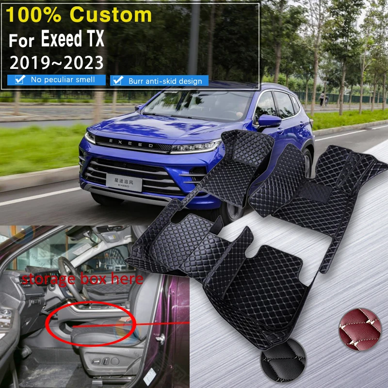 

Luxury Car Floor Mats For Chery Exeed TX M31T 2019 2020 2021 2022 2023 5 Seater Leather Mat Carpets Floor Matts Car Accessories