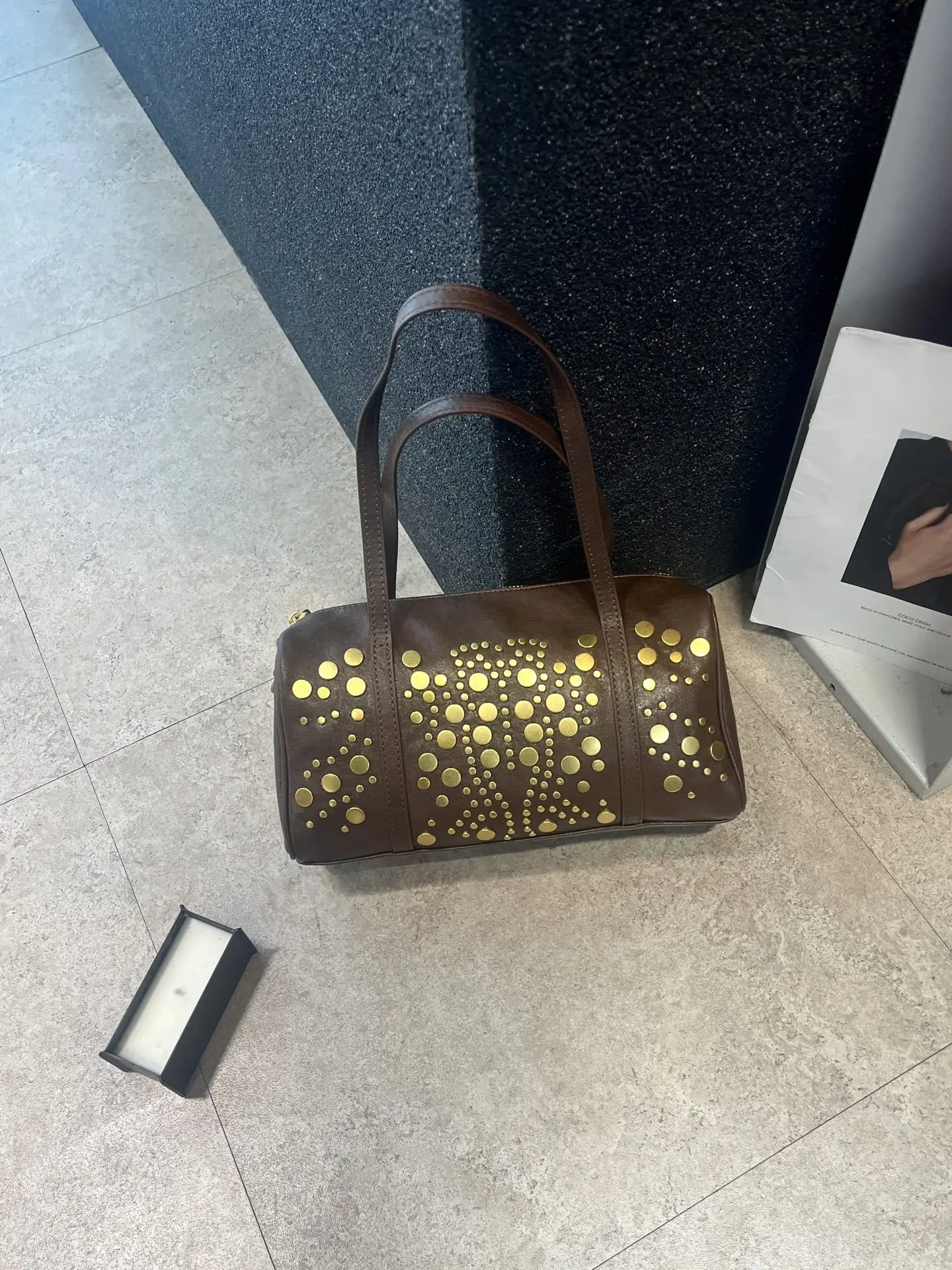 FIRMRANCH 2026 ربيع جديد الموضة خمر برشام تصميم سعة كبيرة المرأة حقيبة كتف وسادة المحفظة