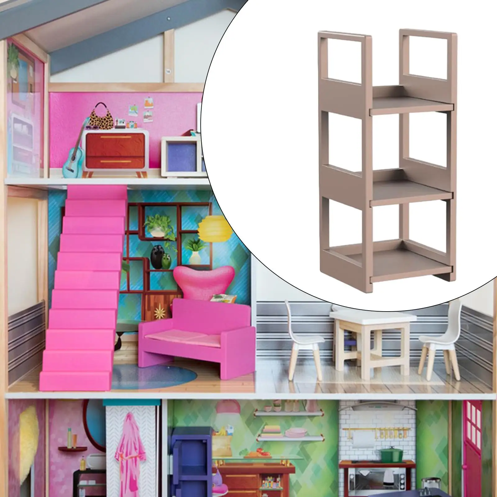 1:12 Dollshouse Multilayer Bookcase Living Room Model Handcraft DIY Accessories Pretend Play Toy for Micro Landscape Photo Props