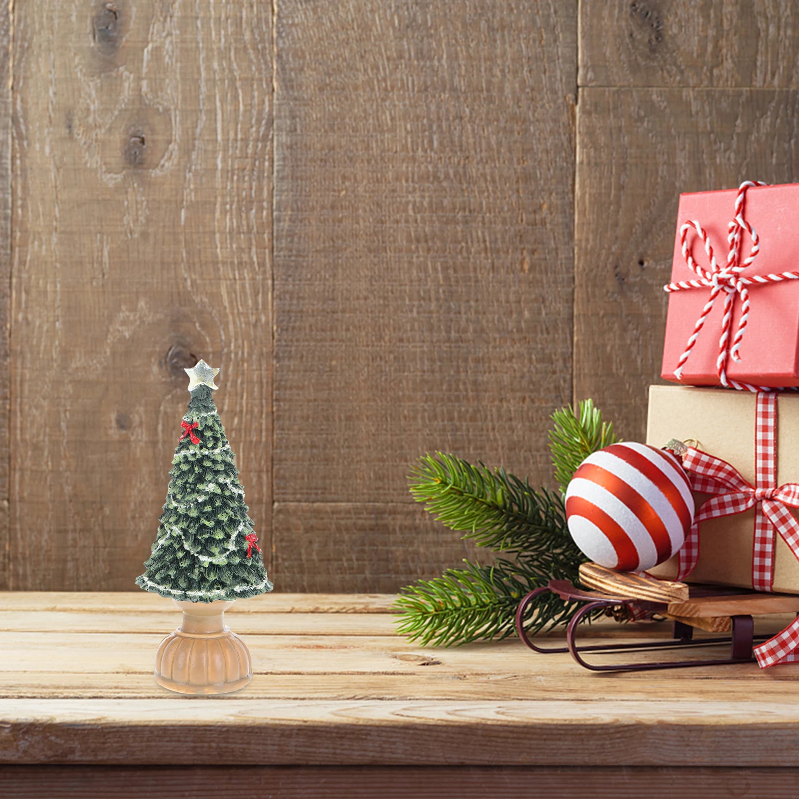 

Small Handmade Resin Christmas Tree Top Star Snowy Figurines Tabletop Xmas Holiday Decor Christmas Tree Figurine