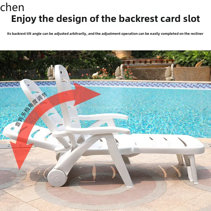 HT Strandstoelen voor buiten Zwembad Balkon Kunststof Binnenplaats Resort Hotel Vrije tijd Klapstoelen
