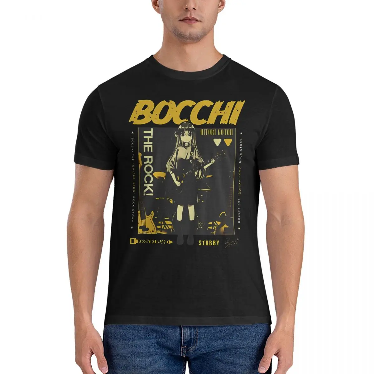 Men T-Shirt Funny Anime Vintage Pure Cotton Tees Short Sleeve BOCCHI THE ROCK T Shirts O Neck Tops Printing