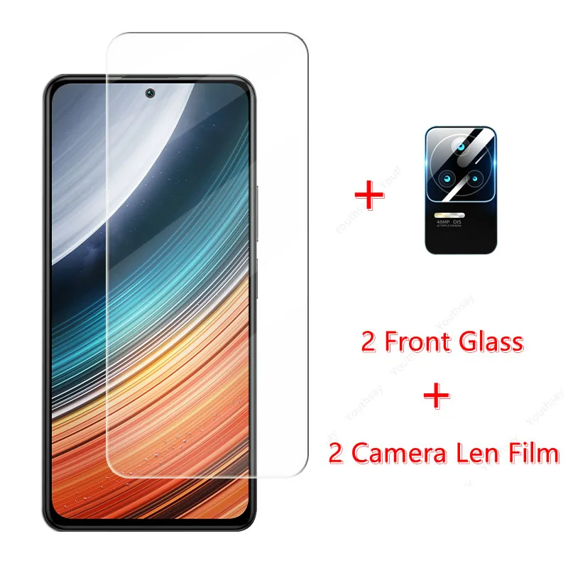 2Pcs For Xiaomi Poco F4 Glass for Poco F4 Tempered Glass Lens Film Screen Protector Protective Glass For Poco F4 F3 X4 M4 Pro