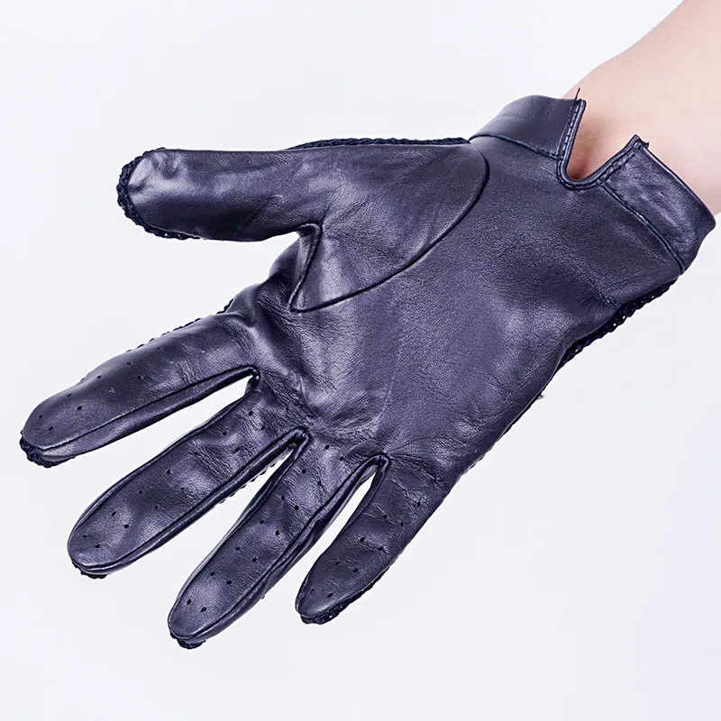 New spring and autumn men's knitted gloves, genuine sheepskin outdoor gloves for men, gray cycling gloves