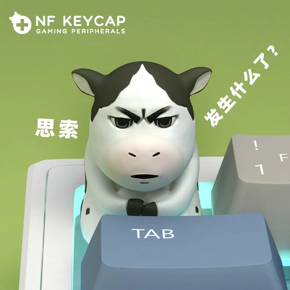 Kawaii Cow Animal Keycaps Resin ESC 1U 3D Printing Customized Handmade Creative Keycaps for Keyboard Accessories Gifts