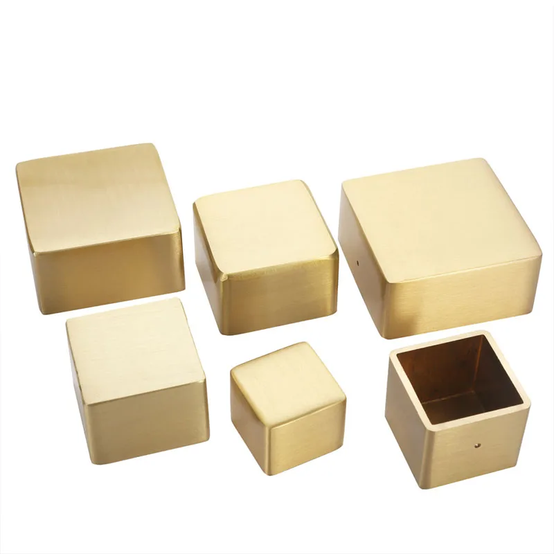 1 piece Brass Cabinet Leg Cover Square Furniture Leg Cup Table Sofa Foot Protector Gold Chair Tube