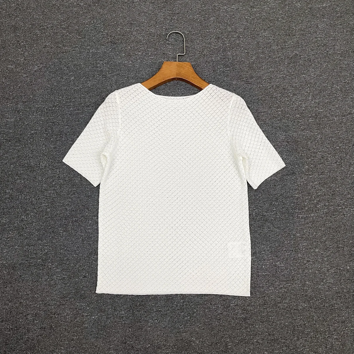 Withered Nordic Minimalist Summer T-shirt Fashion Hollow Out Viscose T-shirt  Fashion Ladies Commuter Basic Top For Women