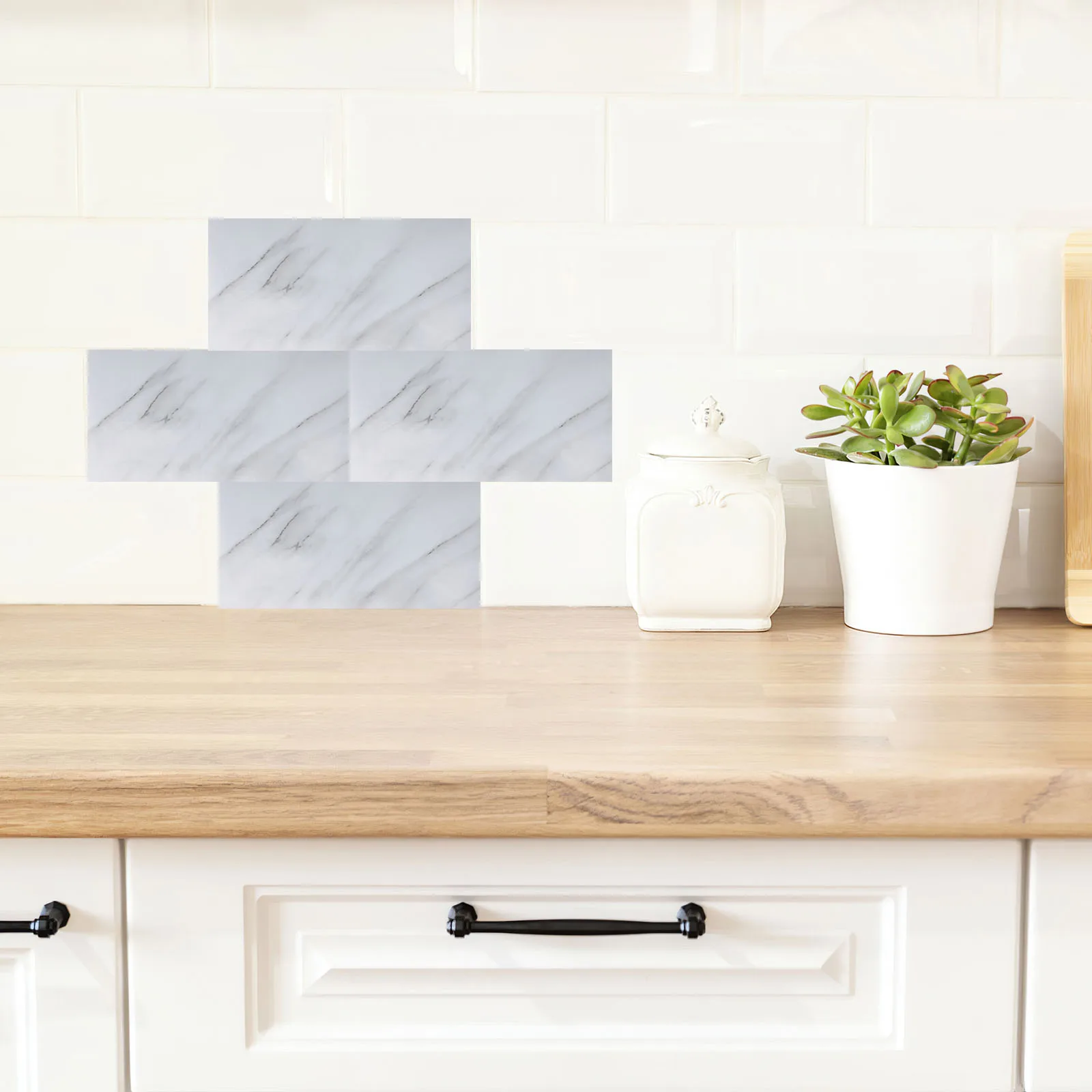 

Waterproof Tile Stickers Self Adhesive Kitchen Backsplash For Bathroom Walls Cabinets Stove Table Oil Proof Wall Protection Film