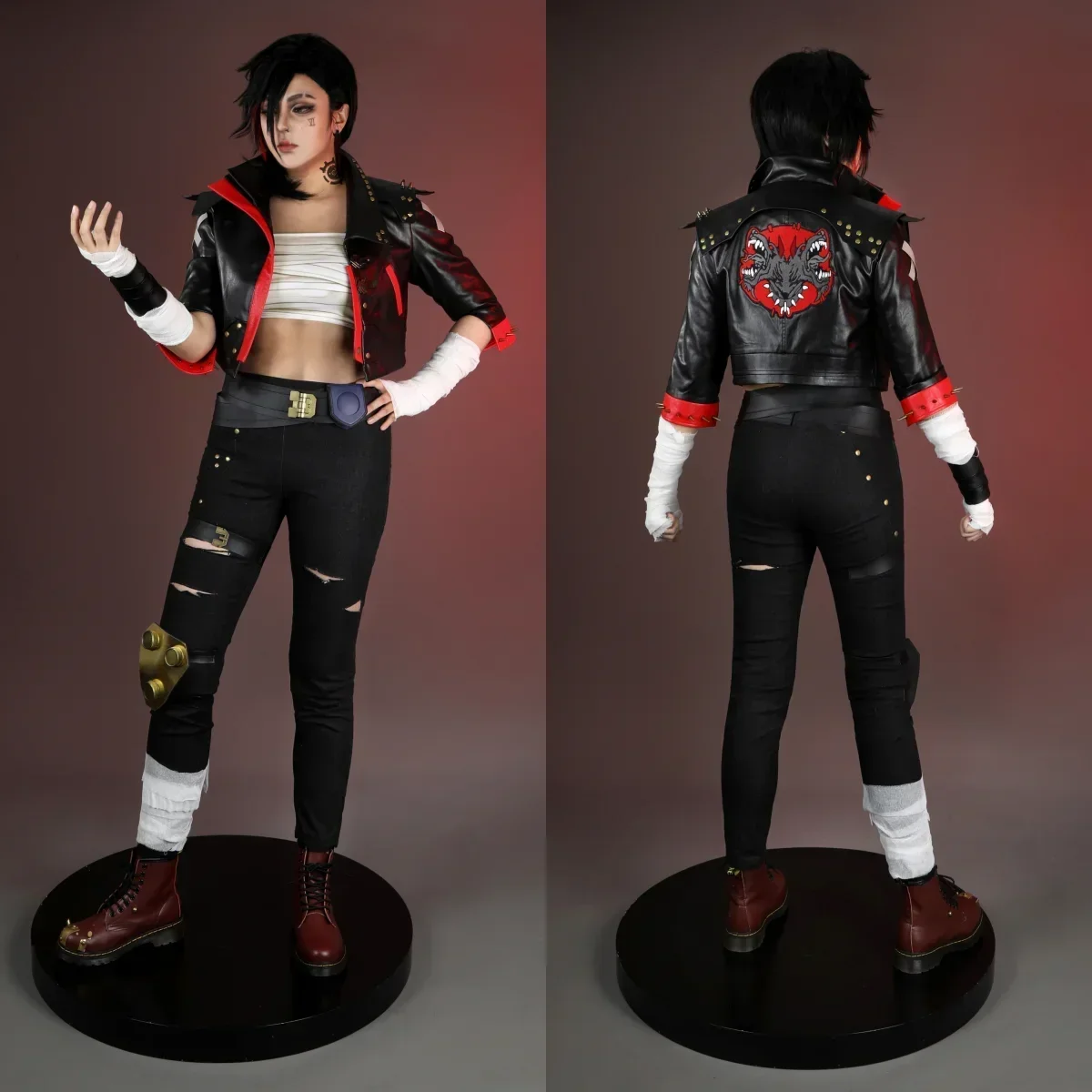 

Arcane:League of Legends Vi Cosplay Costume Black Leather Vi Coat Woman Game Jacket Outfit Custom Size