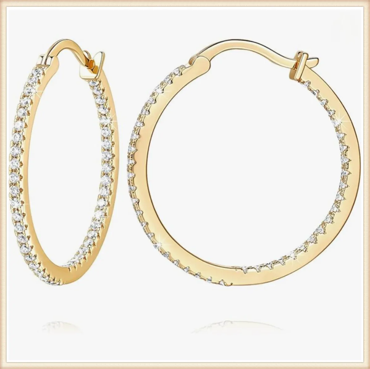 

14K solid genuine gold laboratory-grown diamond earrings with full-cut ear hoops, 20CM and 25CM ear loops, custom-made for whole