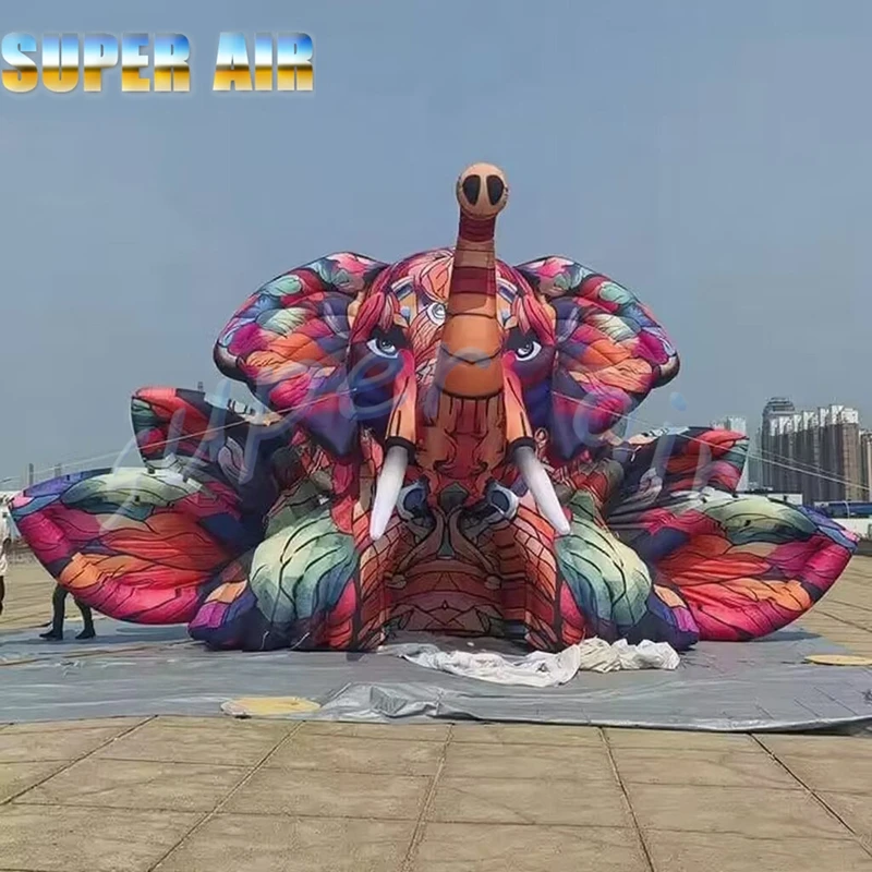 カスタマイズ可能な美しいデザインの屋外象スタイルの巨大なインフレータブルステージテント、ステージパーティー用のクロールド描画付き