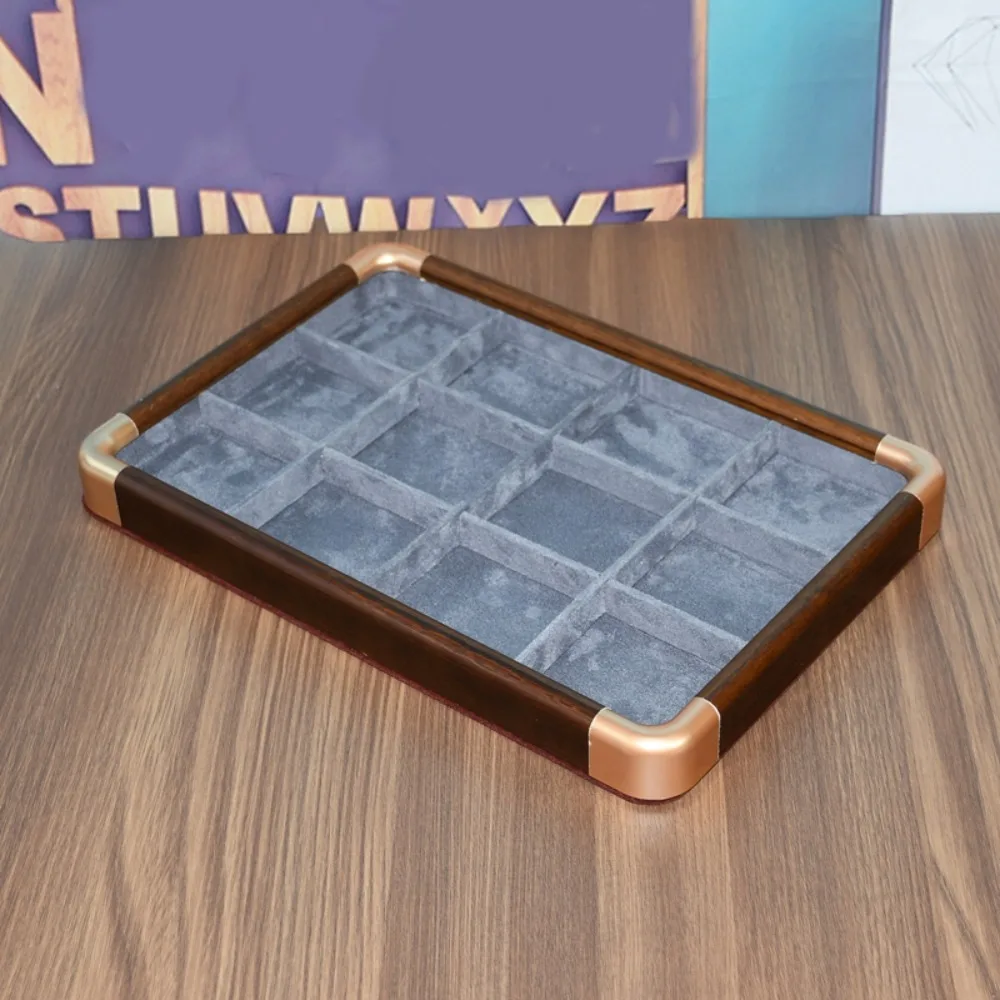 

Бархатный деревянный поднос для ювелирных изделий, ожерелья, браслеты, серьги, кольца, органайзер для ювелирных изделий, ящик для хранения, большой вместительный поднос для ювелирных изделий