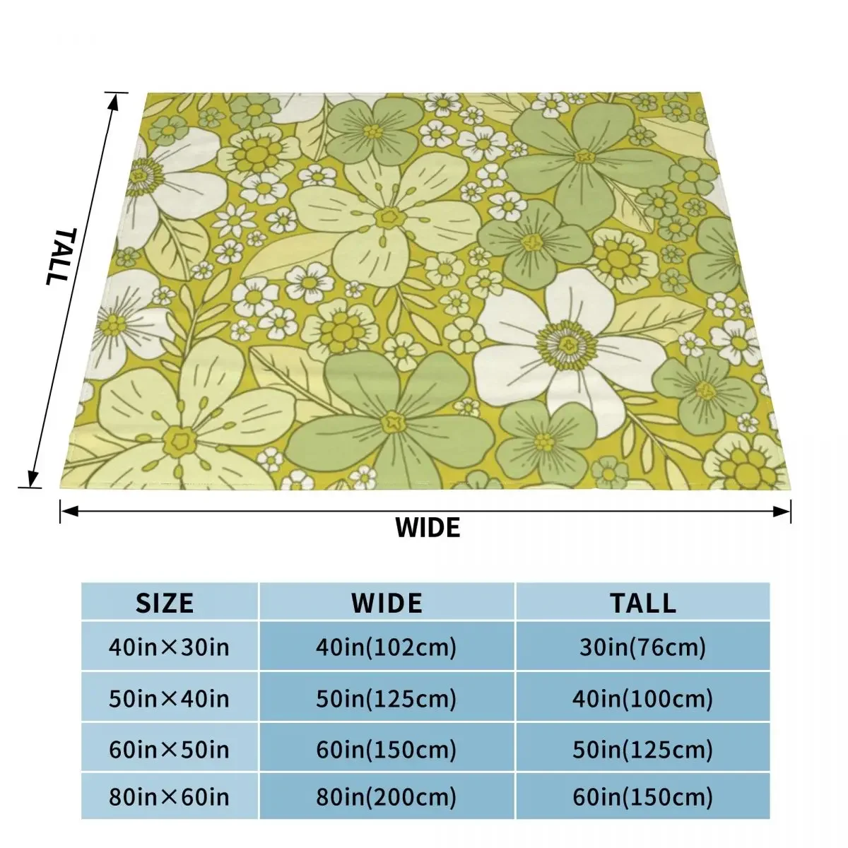 Light Green Yellow Flower Pattern An Ultra-Soft Micro Fleece Blanket