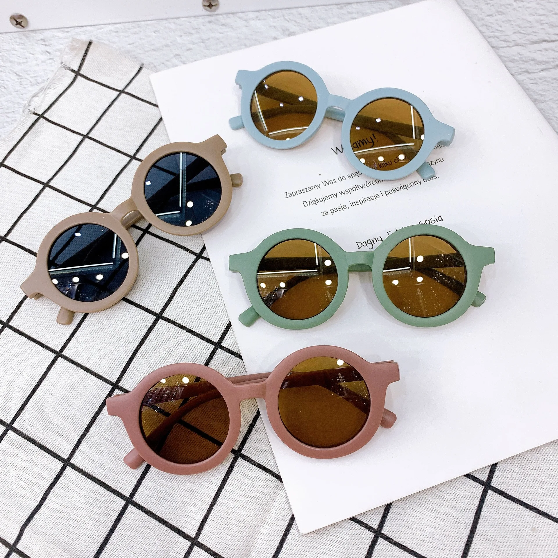 New Fashion Cute Children's Sunglasses Parent Child Frosted Sun Glasses Solid Color Round Glasses Baby Eyeglasses for Kids