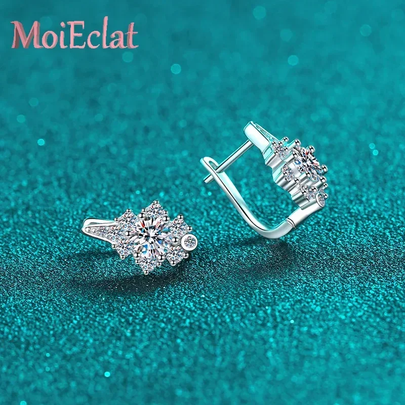 

For Women Versatile Stylish Platinum Pt950 Ear Buckles U Shaped 1ct Moissanite Hoop Earrings Eye-catching Fine Jewelry Gifts