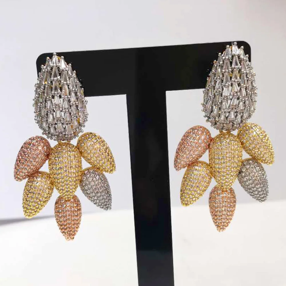 

Missvikki High Quality Fashion Gold Plate Pendant Earrings For Women Bridal Wedding Party Fashion Gift Jewelry Luxury Geometric