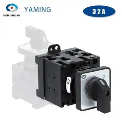 LW42-32A DIN Rail Three Positions Cam Rotary Universal Switch Manual Industrial Use Black 1/2/3/4 Poles YMW42