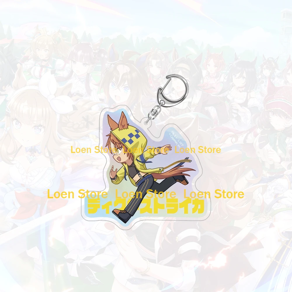 Anime Uma Musume Pretty Derby Acrylic Keychain Q Version Running Character Keyring Bag Pendant Cosplay Accessory Gift For Fans
