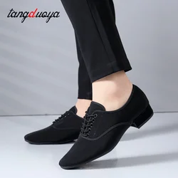 2024 Men New Modern Dance Shoes 3.5cm Heels Male Oxford Fabric Latin Shoes Breathable Boys Social Ballroom Dance Footwear