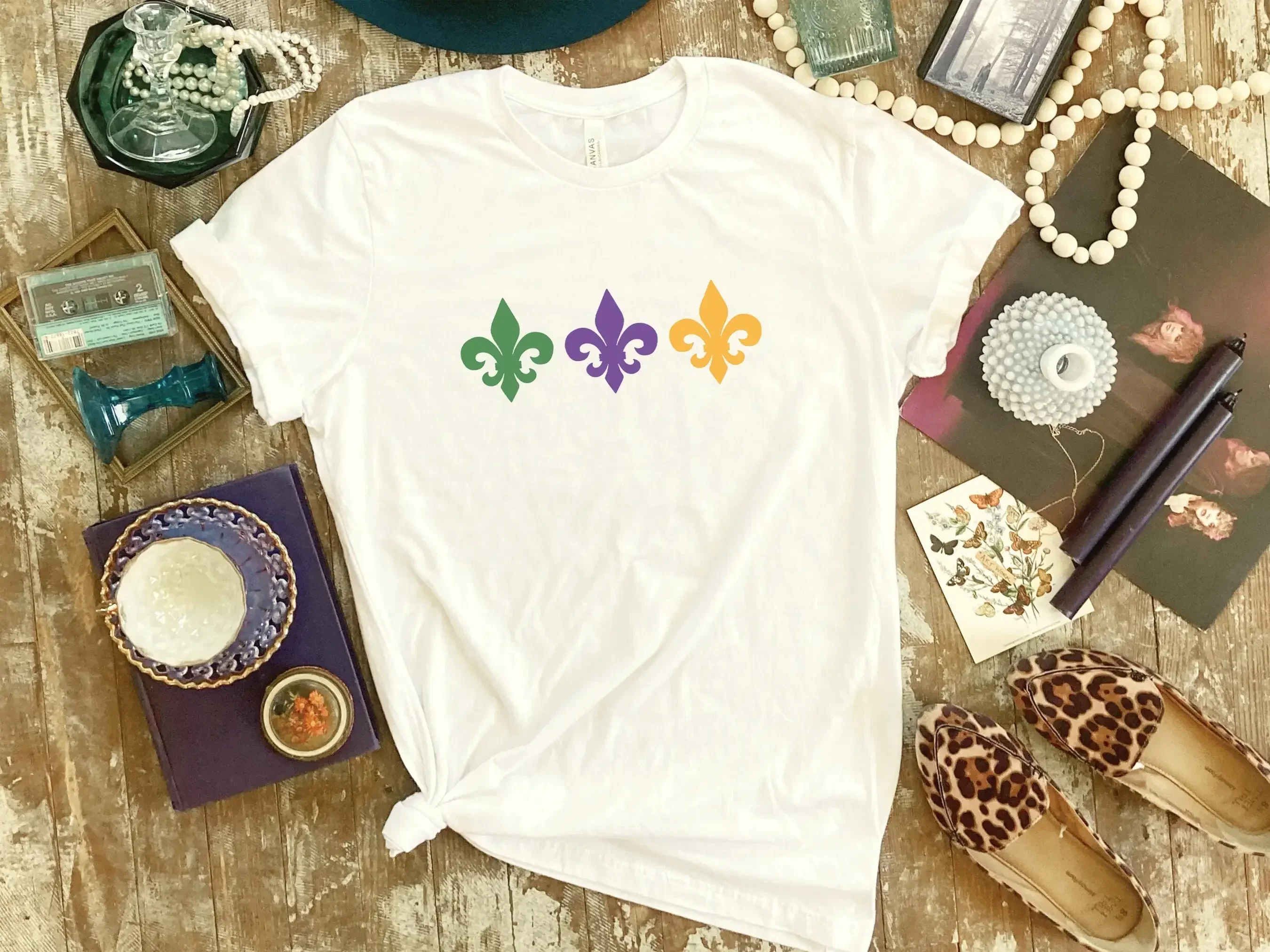Fleur De Lis Mardi Gras T Shirt Fat Tuesday Party Parade Carnival NOLA New Orleans Louisiana