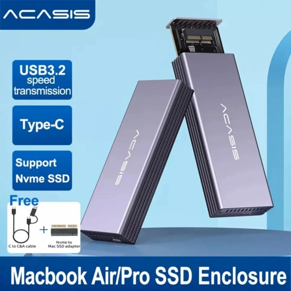 

Корпус для MacBook SSD ACASIS M.2 Nvme SSD 12 + 16 PIN для Apple Mac/iMac/MacBook Pro/Air от 2013 до 2017, портативный корпус для хранения