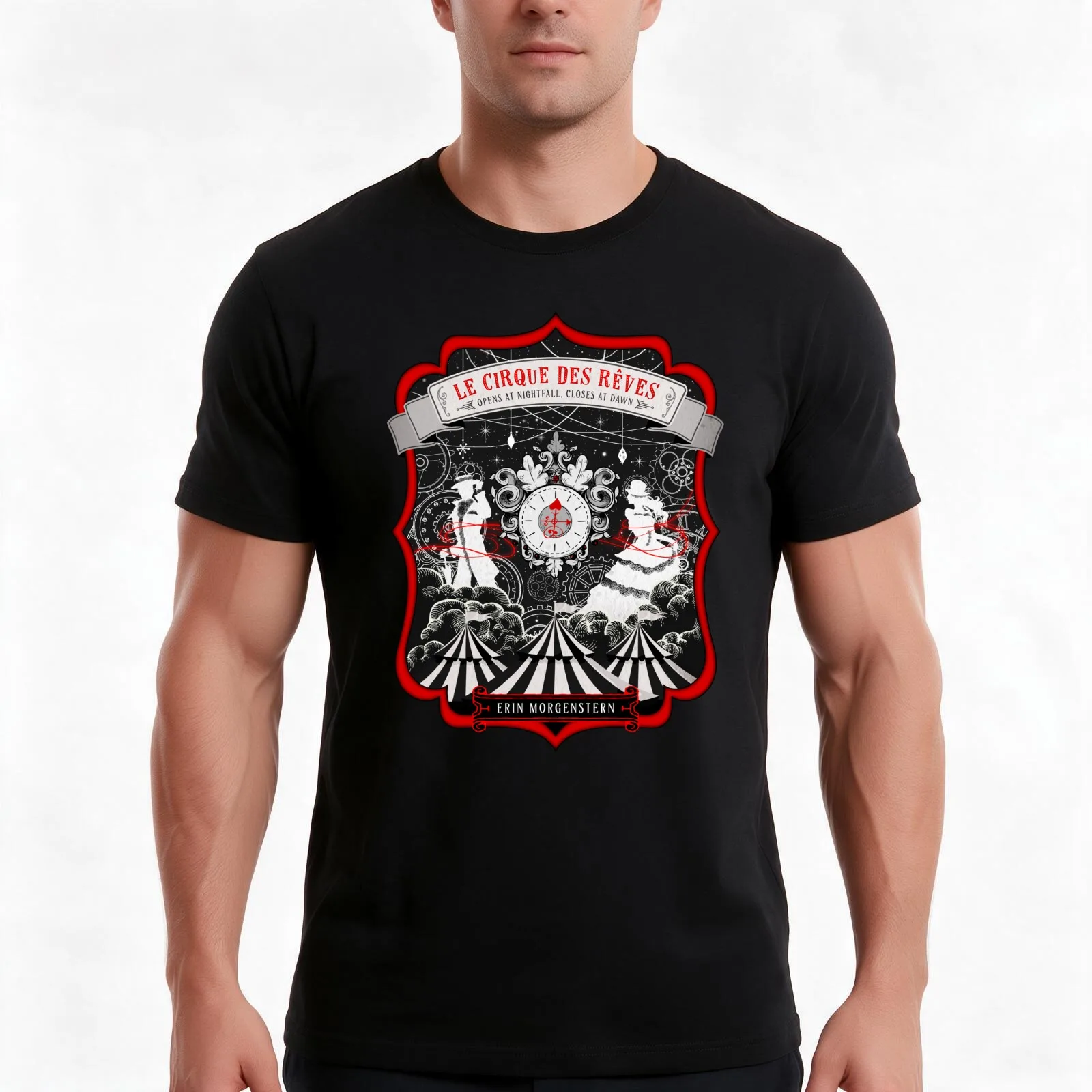 The Night Circus T-Shirt, Summer Casual Cotton Tee, Oversized Streetwear Tops, Vintage Graphic Print, Loose Fit Short Sleeve