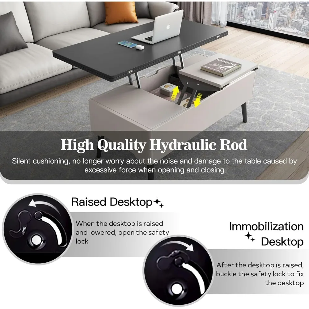 Customized.Lift Top Coffee Table with Hidden Storage Compartment, 3 in 1 Multi-Function Center Table,