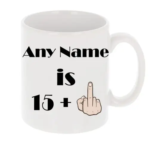 Personalised 16th Birthday Gift Funny 16th Mug & Coaster Set - 15+ Middle Finger