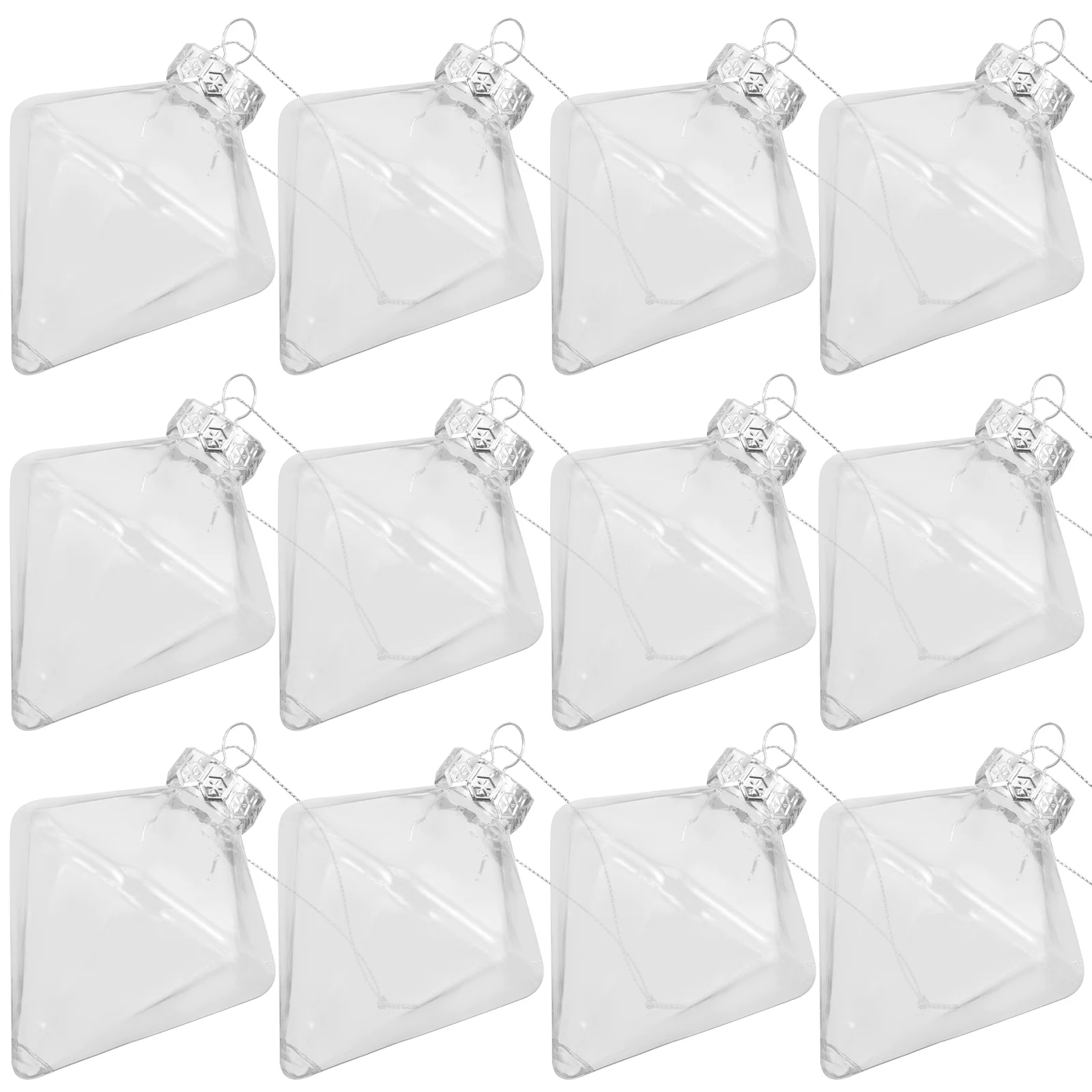 

12 Pcs Diamond Transparent Ball Clear Ornaments for Crafts Fillable Christmas Tree Plastic Balls Decor
