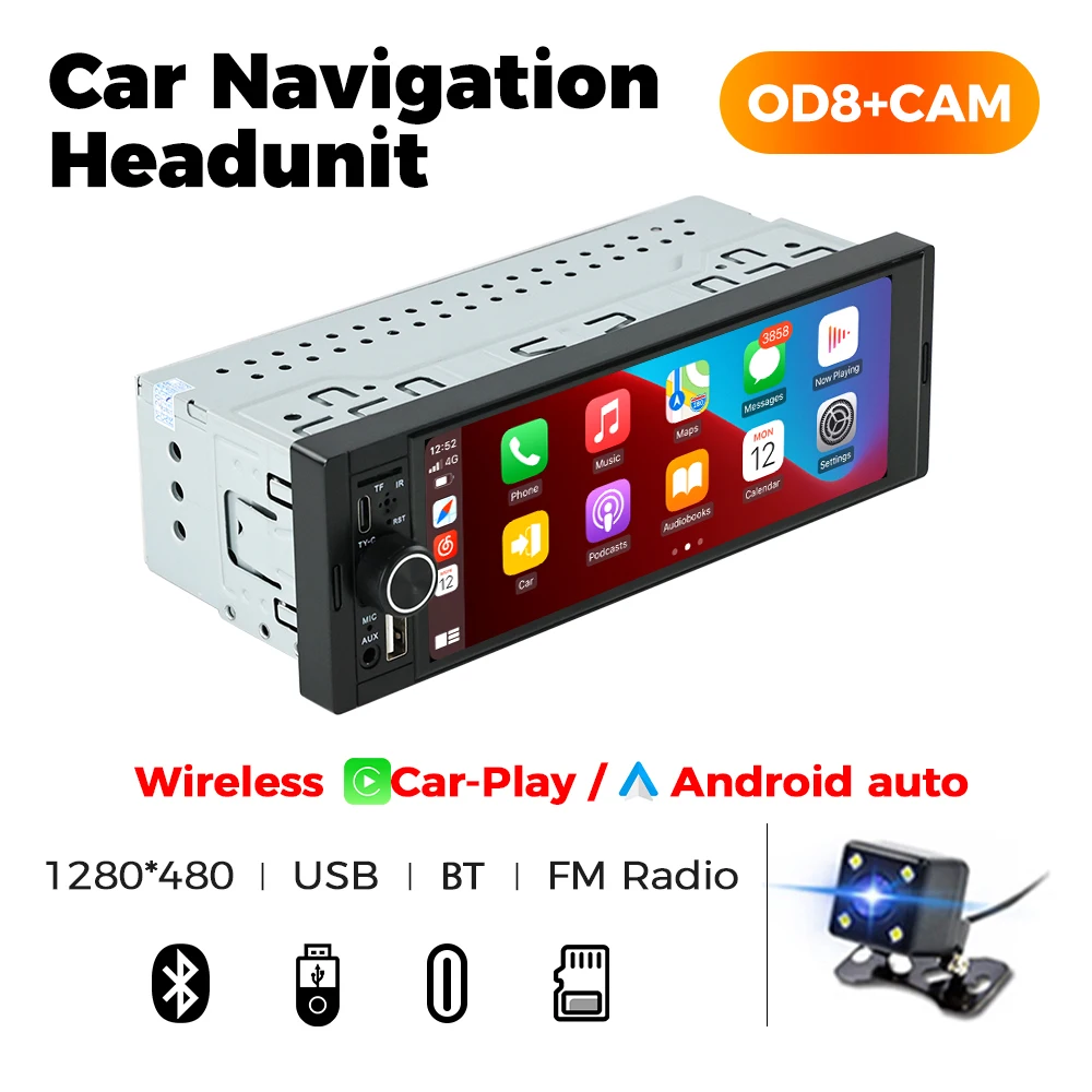 MEKEDE 6.86-inch 1din Universal Car Multimedia Smart Screen Wired Wireless Andriod Auto CarPlay Stereo FM Auto Radio BT USB TF