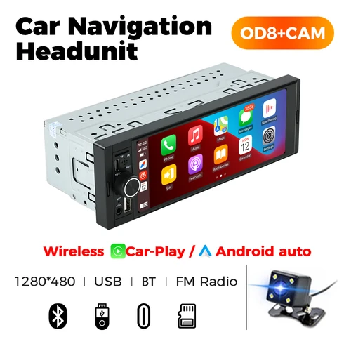 MEKEDE 6,86 pulgadas 1din Universal coche Multimedia pantalla inteligente con cable inalámbrico Andriod Auto CarPlay estéreo FM Auto Radio BT USB TF