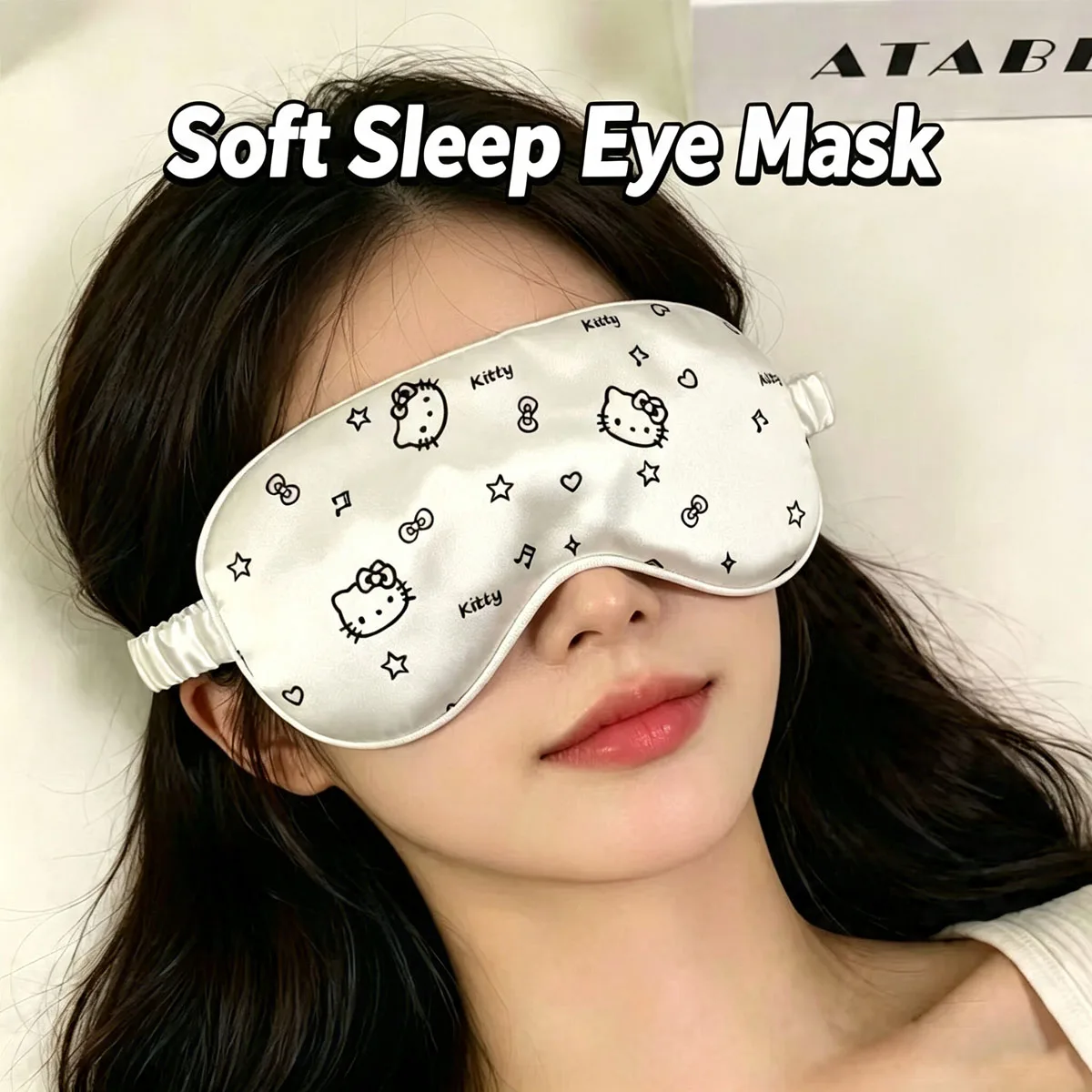 Sanrio Hello Kitty Ice Silk Sleep Eye Mask Soft Comfortable Blackout Blindfold for Students Nap Travel Fatigue Relief