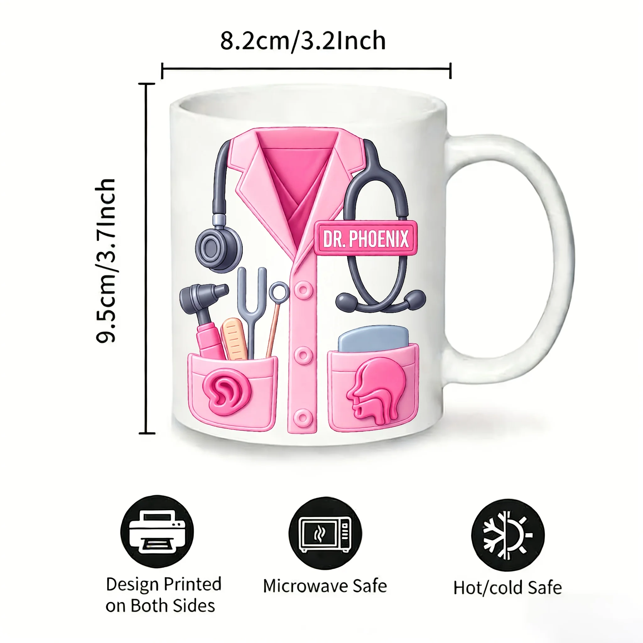 1PC11 ounces nine-color pink nurse uniform exclusive high-value coffee cup mug, integrating medical elements and interesting des