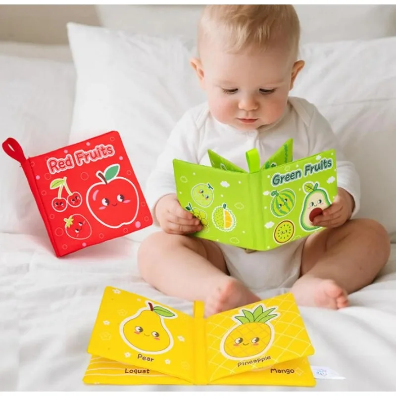 New Fruit-Themed Teething Cloth Book: Crinkly, Tear-Resistant, and Safe for Babies to Chew—Early Learning Book for Ages 0–1