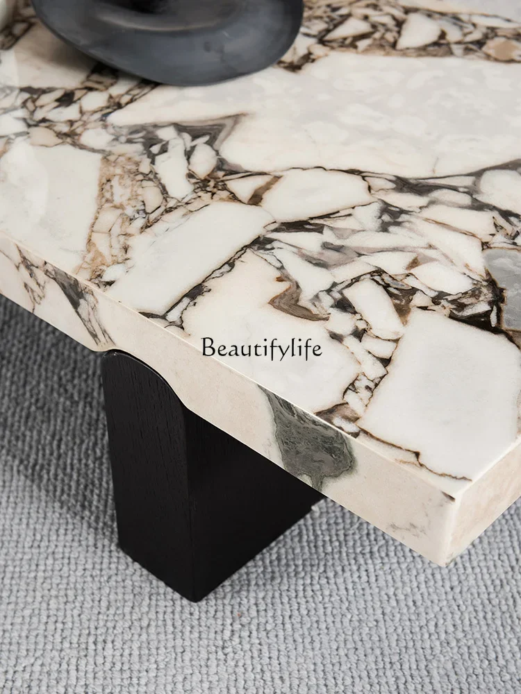 02   Modern Light Luxury Marble Surface Coffee Table Set Italian Minimalist Side Table