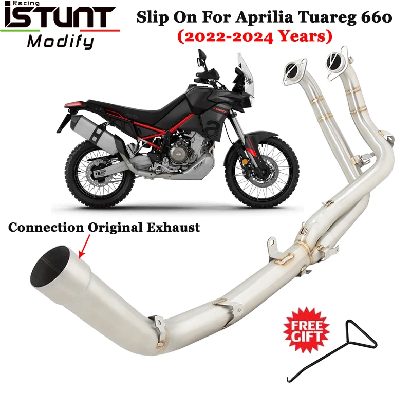 For Aprilia Tuareg 660 2022 2023 2024 Motorcycle Exhaust Systems Slip On Header Front Link Pipe Escape Connect Original Muffler