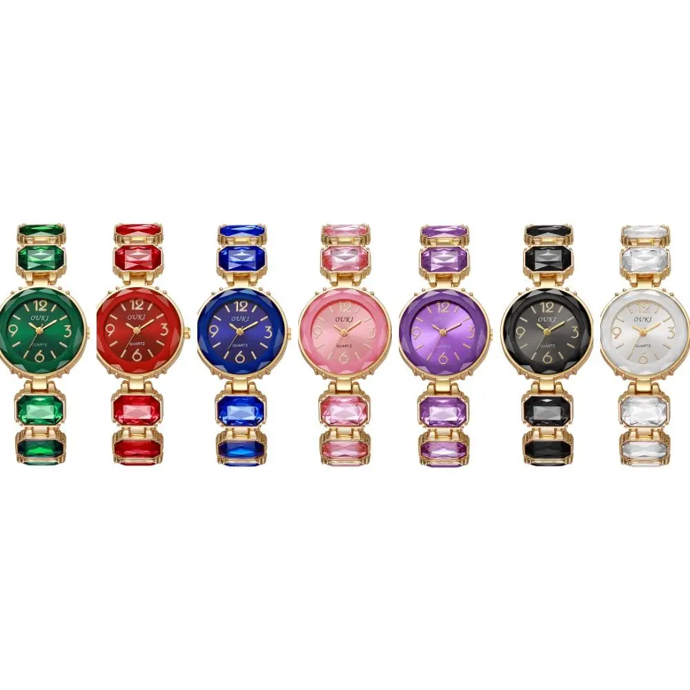 New Rhinestone Quartz Watches Diamond Studded Watch Strap with Adjustable Bracelet Rotundity Shaped Watch Wrist Decoration Gift